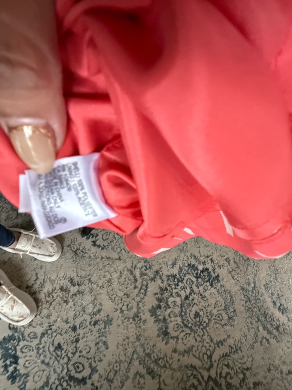 Coral Abstract Print Tie-Waist Midi Dress - Picture 13 of 14